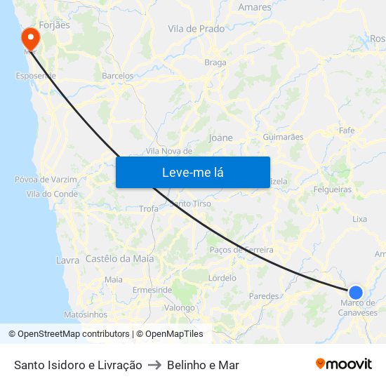 Santo Isidoro e Livração to Belinho e Mar map