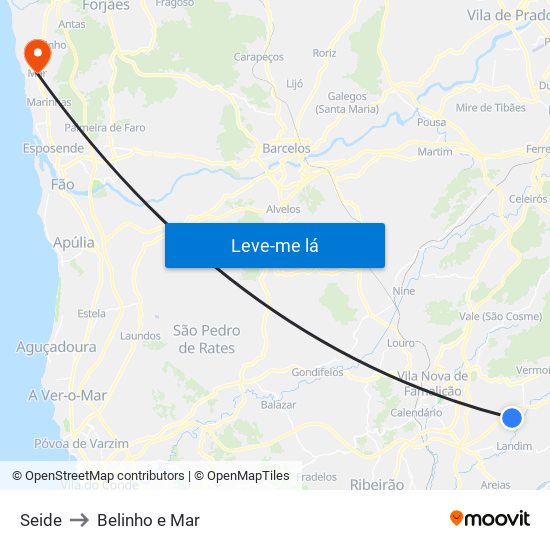 Seide to Belinho e Mar map
