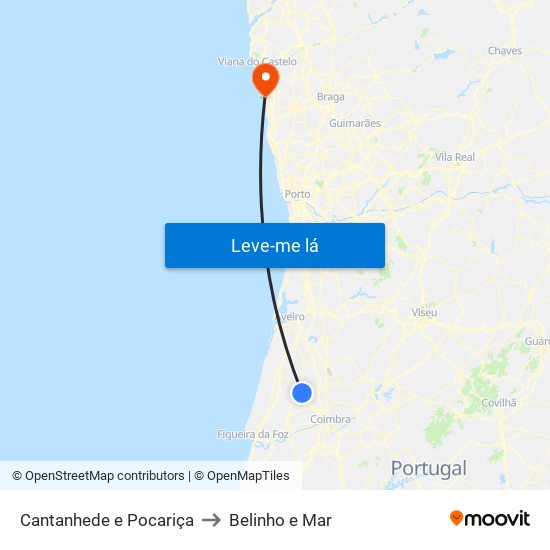 Cantanhede e Pocariça to Belinho e Mar map