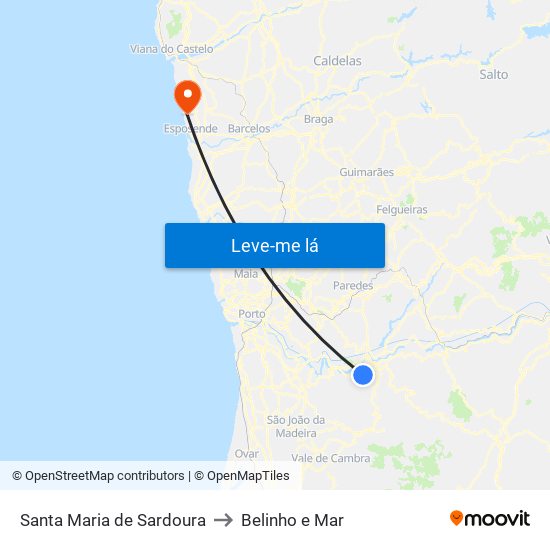 Santa Maria de Sardoura to Belinho e Mar map