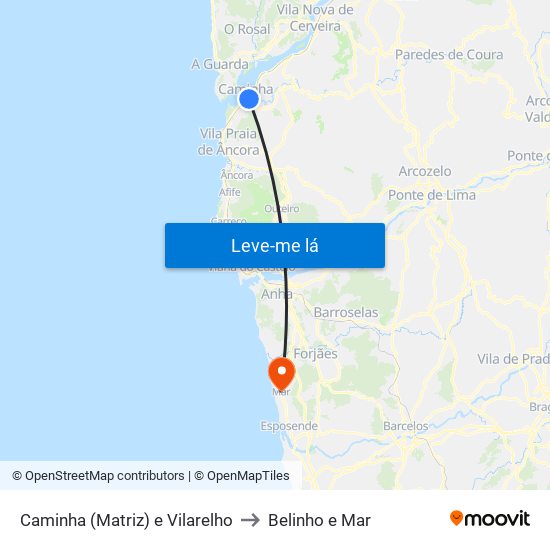 Caminha (Matriz) e Vilarelho to Belinho e Mar map