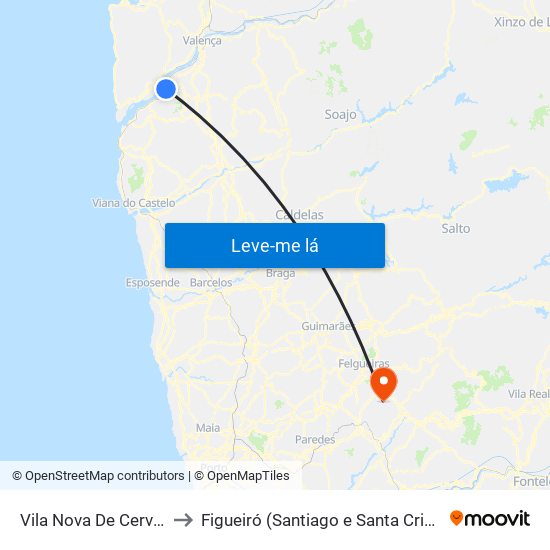 Vila Nova De Cerveira to Figueiró (Santiago e Santa Cristina) map