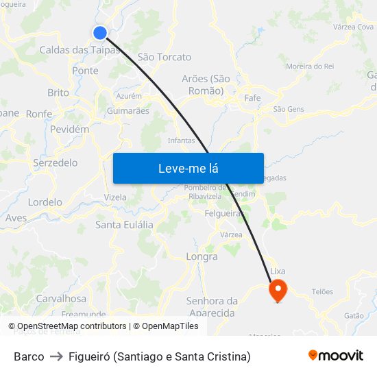 Barco to Figueiró (Santiago e Santa Cristina) map