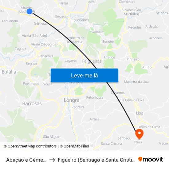 Abação e Gémeos to Figueiró (Santiago e Santa Cristina) map