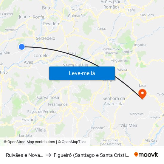 Ruivães e Novais to Figueiró (Santiago e Santa Cristina) map