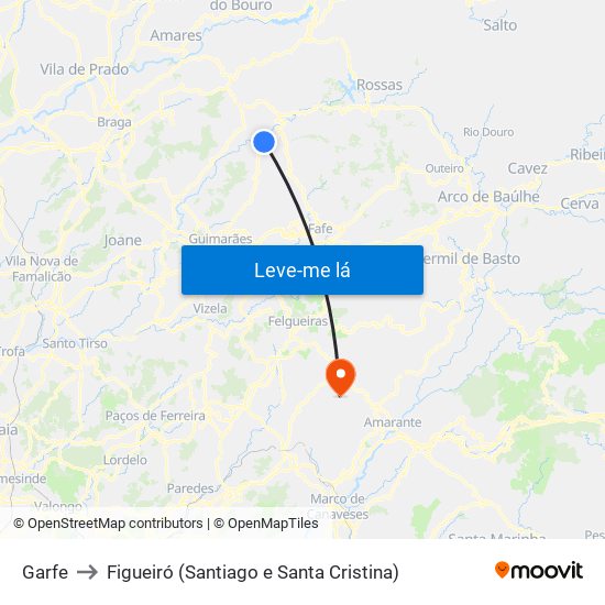 Garfe to Figueiró (Santiago e Santa Cristina) map