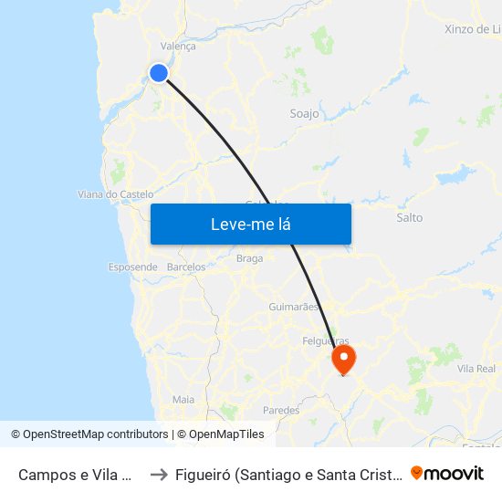 Campos e Vila Meã to Figueiró (Santiago e Santa Cristina) map