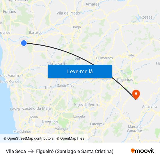 Vila Seca to Figueiró (Santiago e Santa Cristina) map