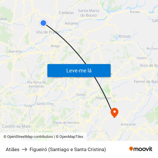 Atiães to Figueiró (Santiago e Santa Cristina) map