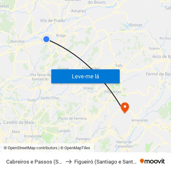 Cabreiros e Passos (São Julião) to Figueiró (Santiago e Santa Cristina) map