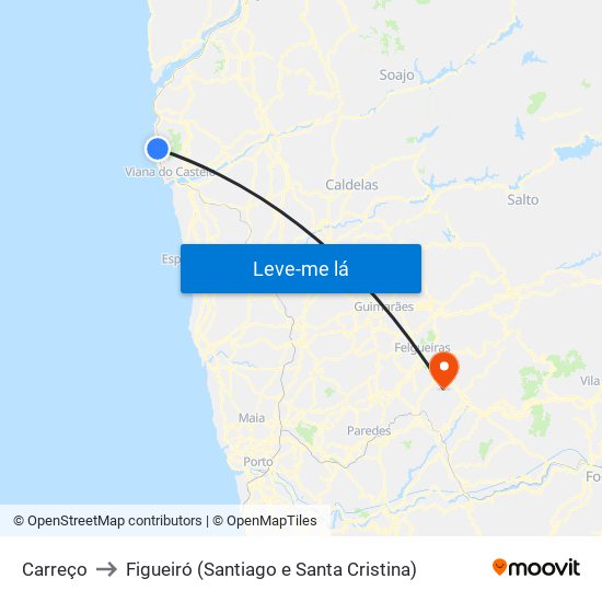 Carreço to Figueiró (Santiago e Santa Cristina) map