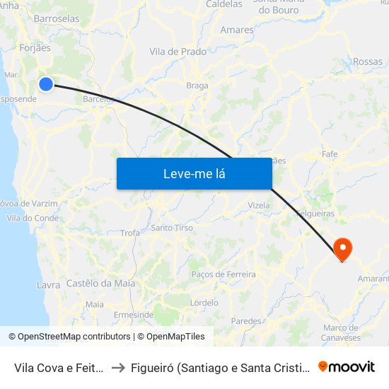 Vila Cova e Feitos to Figueiró (Santiago e Santa Cristina) map