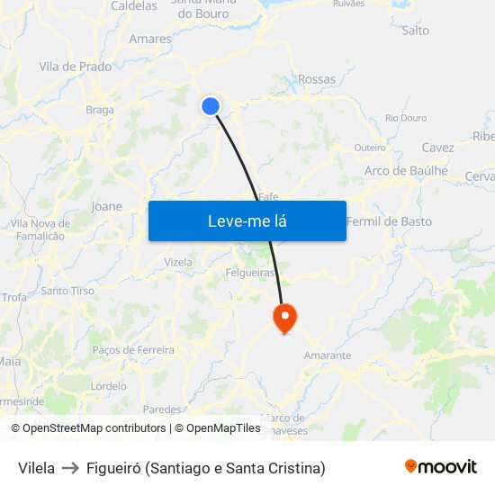 Vilela to Figueiró (Santiago e Santa Cristina) map