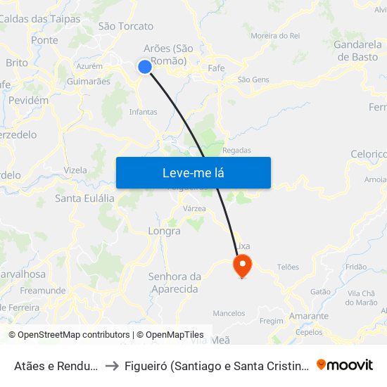 Atães e Rendufe to Figueiró (Santiago e Santa Cristina) map