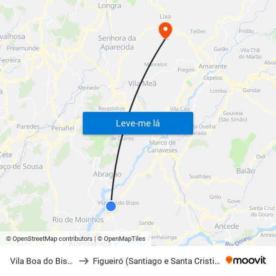 Vila Boa do Bispo to Figueiró (Santiago e Santa Cristina) map