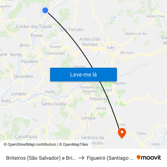 Briteiros (São Salvador) e Briteiros (Santa Leocádia) to Figueiró (Santiago e Santa Cristina) map