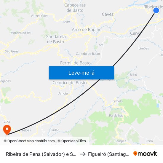 Ribeira de Pena (Salvador) e Santo Aleixo de Além-Tâmega to Figueiró (Santiago e Santa Cristina) map