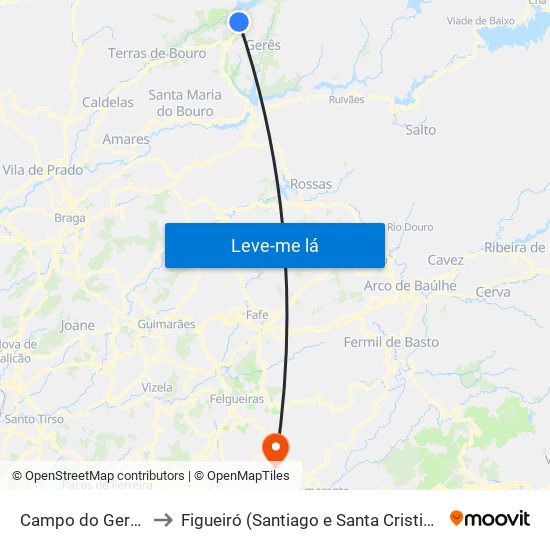 Campo do Gerês to Figueiró (Santiago e Santa Cristina) map