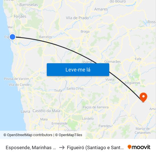 Esposende, Marinhas e Gandra to Figueiró (Santiago e Santa Cristina) map