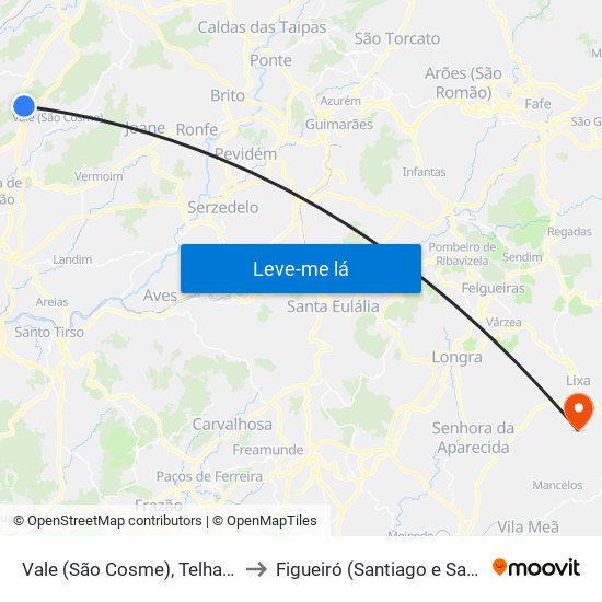 Vale (São Cosme), Telhado e Portela to Figueiró (Santiago e Santa Cristina) map