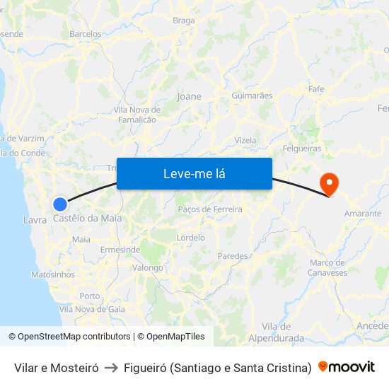 Vilar e Mosteiró to Figueiró (Santiago e Santa Cristina) map