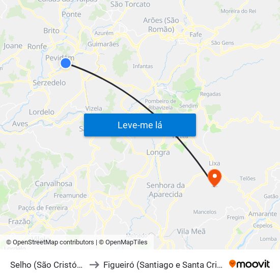 Selho (São Cristóvão) to Figueiró (Santiago e Santa Cristina) map