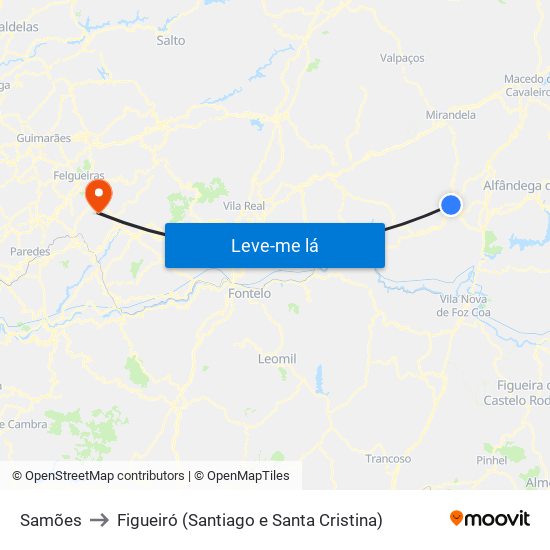 Samões to Figueiró (Santiago e Santa Cristina) map