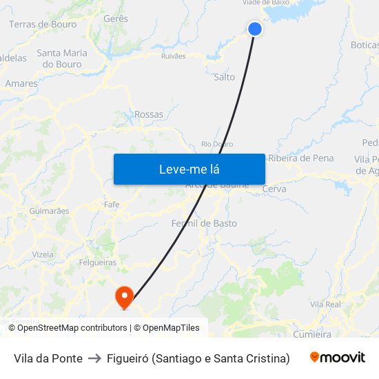 Vila da Ponte to Figueiró (Santiago e Santa Cristina) map