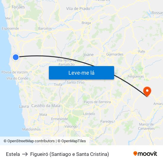 Estela to Figueiró (Santiago e Santa Cristina) map