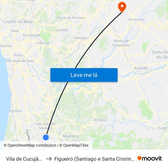 Vila de Cucujães to Figueiró (Santiago e Santa Cristina) map