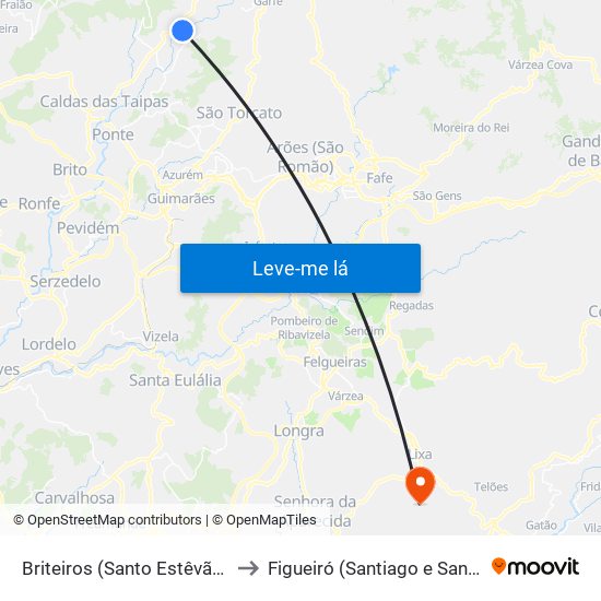 Briteiros (Santo Estêvão) e Donim to Figueiró (Santiago e Santa Cristina) map