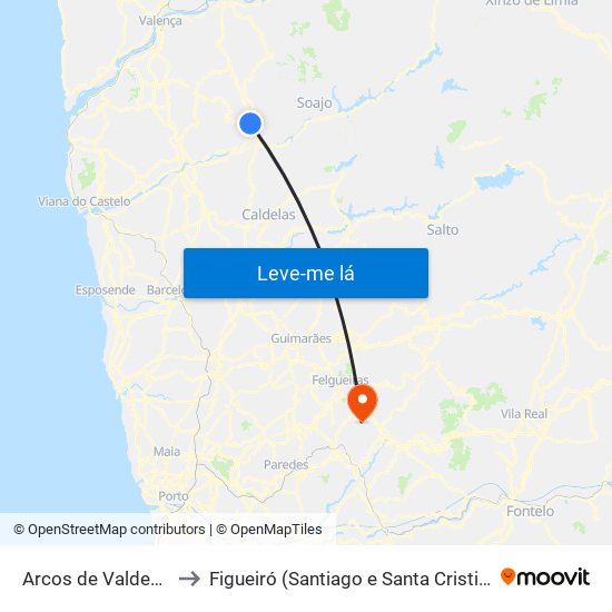 Arcos de Valdevez to Figueiró (Santiago e Santa Cristina) map