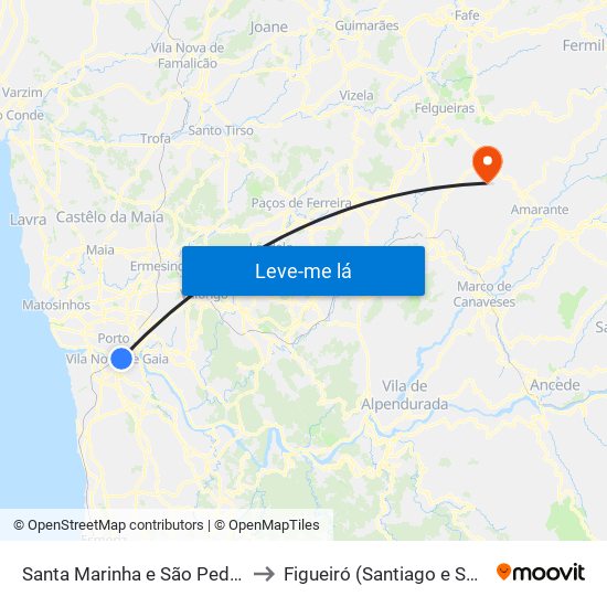 Santa Marinha e São Pedro da Afurada to Figueiró (Santiago e Santa Cristina) map