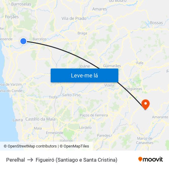 Perelhal to Figueiró (Santiago e Santa Cristina) map