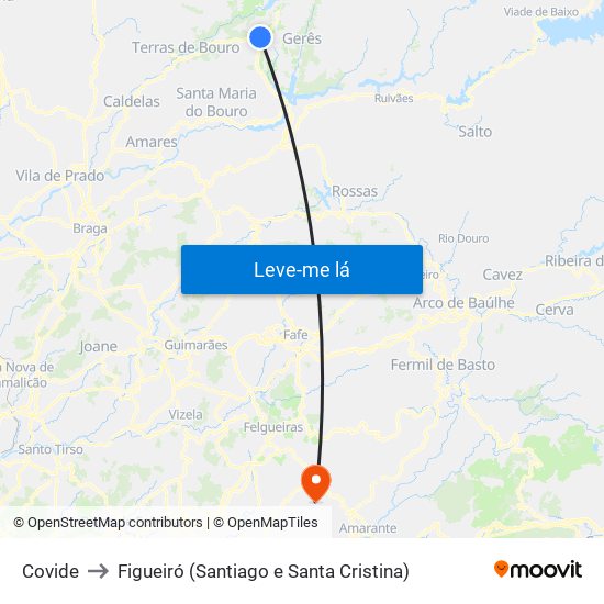 Covide to Figueiró (Santiago e Santa Cristina) map