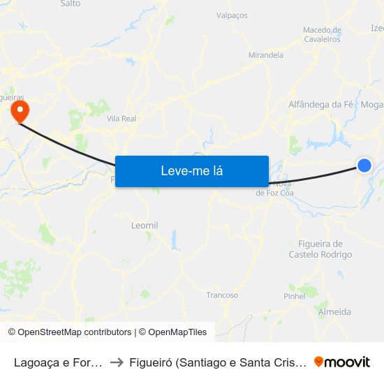 Lagoaça e Fornos to Figueiró (Santiago e Santa Cristina) map