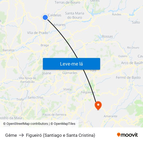 Gême to Figueiró (Santiago e Santa Cristina) map