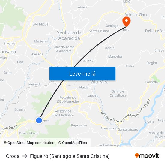 Croca to Figueiró (Santiago e Santa Cristina) map