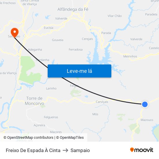 Freixo De Espada À Cinta to Sampaio map