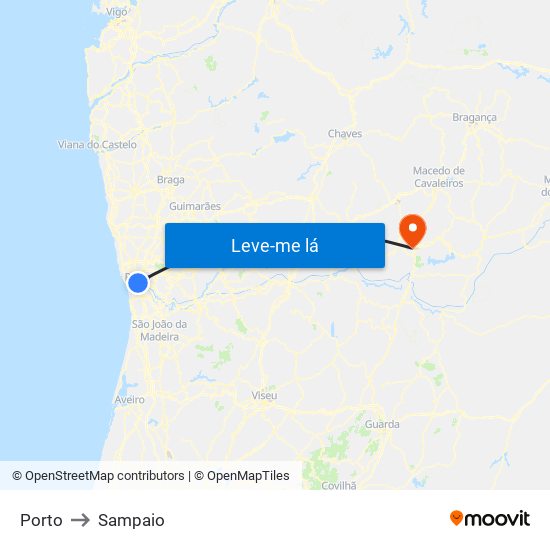 Porto to Sampaio map