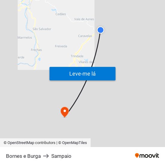 Bornes e Burga to Sampaio map