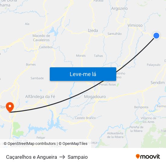 Caçarelhos e Angueira to Sampaio map