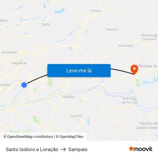 Santo Isidoro e Livração to Sampaio map