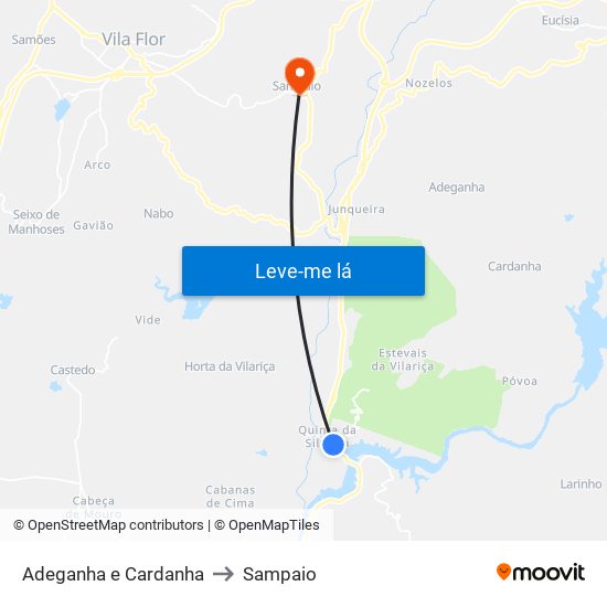 Adeganha e Cardanha to Sampaio map