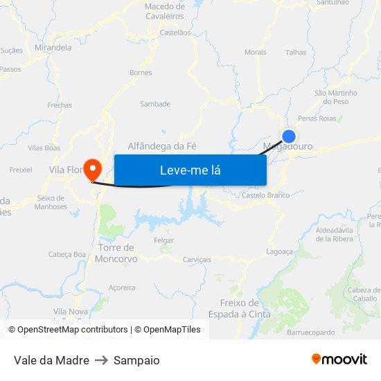 Vale da Madre to Sampaio map