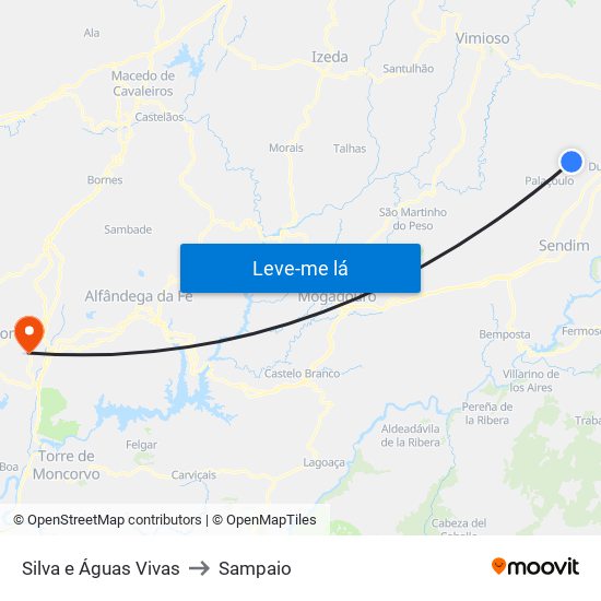 Silva e Águas Vivas to Sampaio map