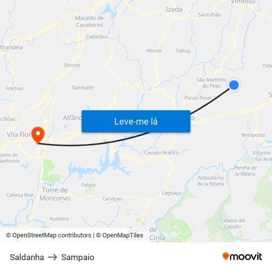 Saldanha to Sampaio map