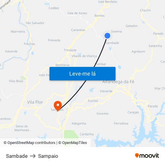 Sambade to Sampaio map
