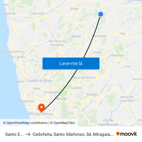 Santo Emilião to Cedofeita, Santo Ildefonso, Sé, Miragaia, São Nicolau e Vitória map
