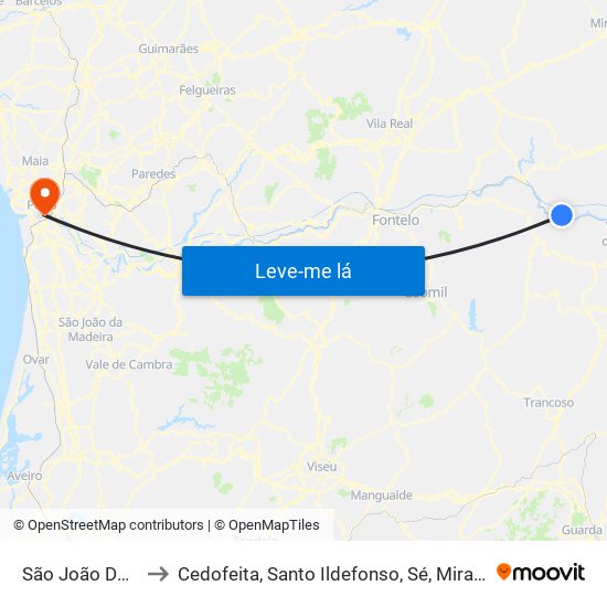 São João Da Pesqueira to Cedofeita, Santo Ildefonso, Sé, Miragaia, São Nicolau e Vitória map